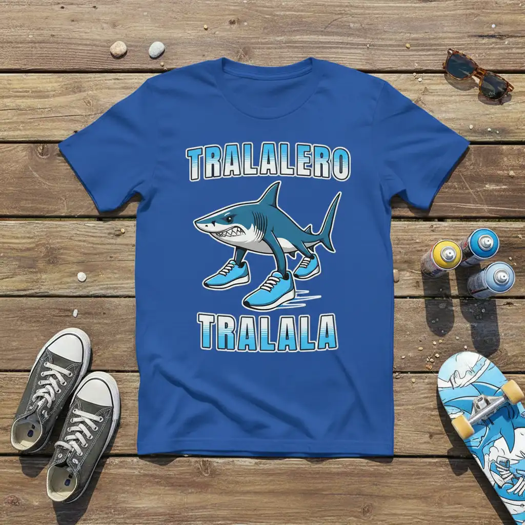Tralalero Tralala funny shark with running shoes graphic tee design
