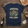 Trashed PANDA IS MY SPIRIT ANIMAL t-shirt featuring a sleeping raccoon on a bottle