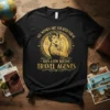 Black t-shirt with gold text "All Women Are Created Equal Then A Few Become Travel Agents" and a graphic of