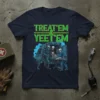 Treat'Em & Yeet'Em t-shirt with skeleton ambulance and medical crew graphic