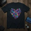 True Love Heart Graphic T-Shirt featuring colorful figures and "True Love" text within a heart shape