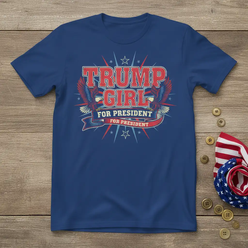 Trump Girl For President For President bold typography printed on comfortable cotton fabric creating a standout t-shirt