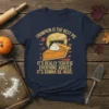 Navy t-shirt with "Trumpkin is the Best Pie" quote and a slice of pumpkin pie with blonde hair
