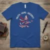 Blue t-shirt with "TRUTH - HOPE - DECENCY" text and a red, white, and blue eagle graphic with a star