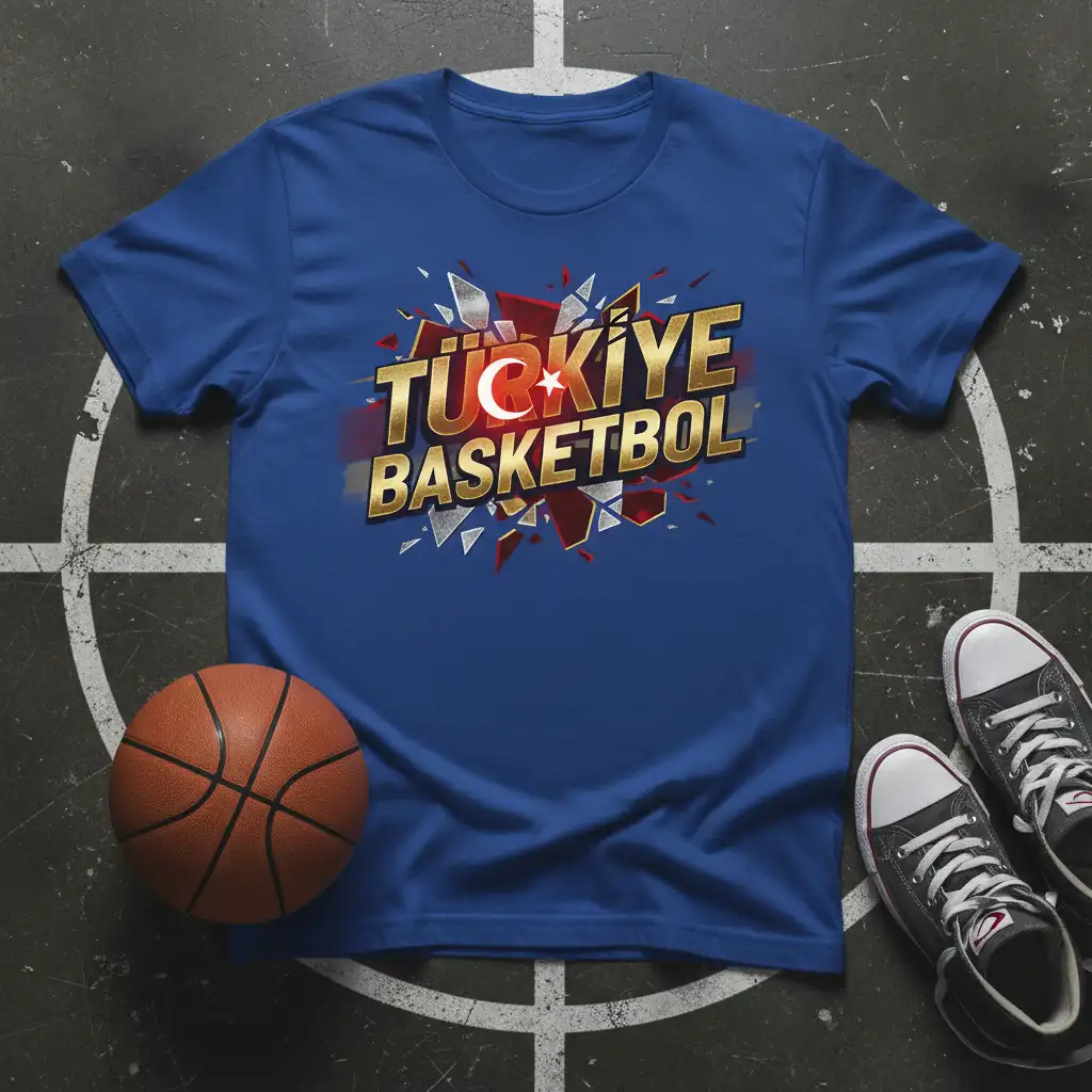 TÜRKİYE BASKETBOL unique artwork printed on breathable fabric creating a standout t-shirt