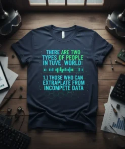 T-shirt with "There Are Two Types of People in Tuve World: 1.) Those Who Can Extrapolate From Incomplete Data" quote