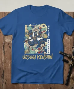 Uesugi Kenshin samurai warrior t-shirt with Japanese historical art and anime-style illustration
