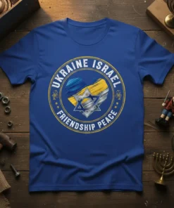 Ukraine Israel Friendship Peace T-Shirt design with intertwined flags and Star of David