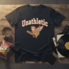 Unathletic T-Shirt with a vintage-style winged sloth graphic and distressed text