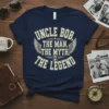 UNCLE BOB. THE MAN. text design featuring detailed typography on quality t-shirt