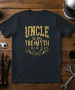 UNCLE THE MAN. THE text design featuring unique typography on quality t-shirt