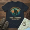 Undefeated Hide and Seek Champion Bigfoot t-shirt with vintage forest graphic and bold text