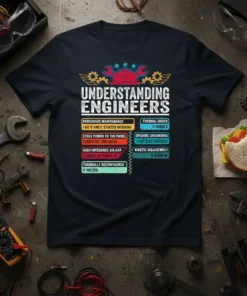 UNDERSTANDING ENGINEERS PERCUSIVE MAINTENANCE text design featuring unique typography on quality t-shirt