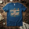 Undiagnosed But Something Ain't Right quote on a blue t-shirt with gears and circuit board design