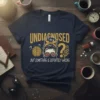 Undiagnosed But Something Is Definitely Wrong quote on a navy t-shirt with brain and question mark graphics