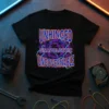 Black t-shirt with bold blue and red text reading "UNHINGED UNAPOLOGETIC UNGOVERNABLE" in a chaotic purple vortex graphic