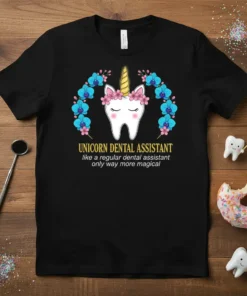 UNICORN DENTAL ASSISTANT like text design featuring bold typography on quality t-shirt