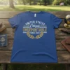 UNITED STATES Citizen UNDEPORTABLE SINCE 2025 text design with laurel wreath graphic on a blue t-shirt