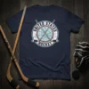 United States Hockey T-Shirt with crossed hockey sticks and distressed circular emblem