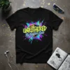 Black t-shirt featuring the text "UNROTHERED By Negative Souls" in bright yellow and white with a colorful paint splatter graphic