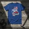 USA Curling T-Shirt design with American flag stars and stripes for the word USA, and the word CURLING below, featuring