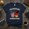 USA Deutschland Friendship Power butterfly graphic t-shirt design with US and German flags