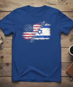 USA Israel Flag creative graphic design printed on comfortable cotton t-shirt