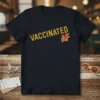 Vaccinated AF t-shirt with yellow text and red neon AF graphic