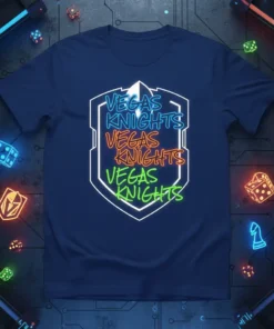 VEGAS KNIGHTS VEGAS KNIGHTS text design featuring stylish typography on quality t-shirt