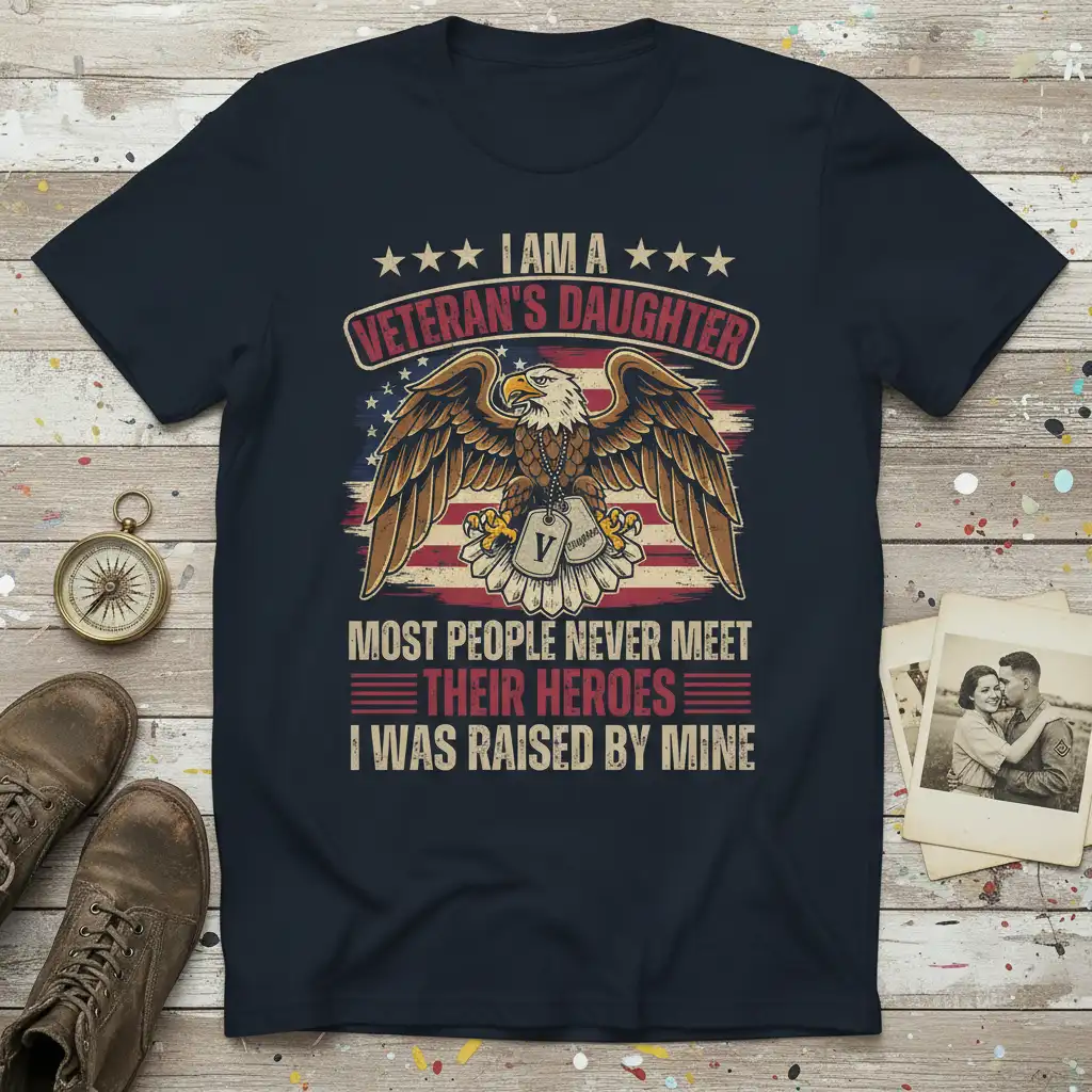 I AM A VETERAN'S quote printed with creative illustration on quality cotton blend t-shirt design