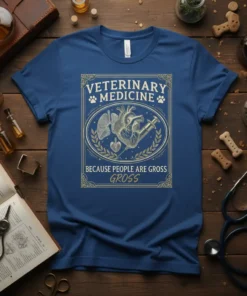 Veterinary Medicine Because People Are Gross GROSS quote t-shirt with anatomical heart and syringe graphic