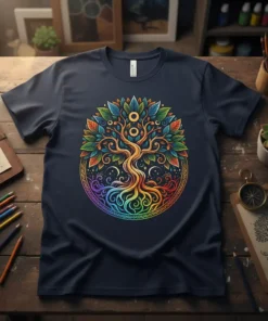 Tree of Life Rainbow unique graphic design printed on comfortable cotton t-shirt