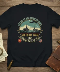 FALSE FLAG OPERATIONS VIETNAM text design featuring detailed typography on quality t-shirt