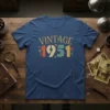 Vintage 1951 birthday t-shirt design with retro typography and colorful numbers