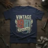 Vintage 1981 Original Parts t-shirt design with retro text and automotive graphics