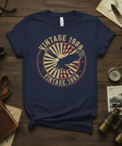 Vintage 1989 Eagle Retro Birthday Gift T-Shirt featuring a distressed eagle graphic and "Vintage 1989" text in a circular design