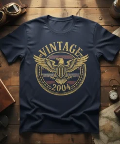 Vintage 2004 T-Shirt featuring a distressed golden eagle emblem with text "VINTAGE" and "2004"