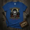 Vlad The Impaler Stacking Bodies Since 1456 t-shirt design featuring a detailed vampire portrait and gothic castle graphic