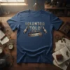 Steampunk t-shirt design with "Voluntod Told Assigned Duty" text and mechanical gears graphic
