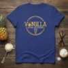 Vonilla Is For Ice Cream t-shirt design with a pineapple and ice cream cone graphic in distressed gold text