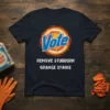 Vote REMOVE STUBBORN ORANGE STAINS bold graphic design printed on comfortable cotton t-shirt