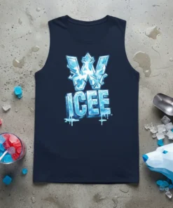 Navy tank top featuring the W ICEE logo in a dripping ice-like font with icy W graphic above
