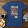 A warning hangry don't approach unless with food quote t-shirt with cartoon monster, burger, and fries graphics