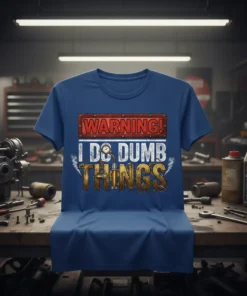 WARNING! I DO DUMB THINGS stylish graphic design printed on comfortable cotton t-shirt