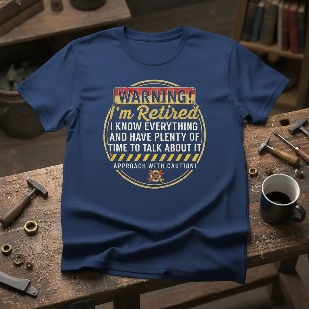 I'm Retired I KNOW EVERYTHING AND HAVE PLENTY OF TIME TO TALK ABOUT IT APPROACH WITH CAUTION! funny quote t-shirt design in
