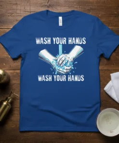 Wash Your Hands Wash Your Hands t-shirt design with illustration of hands being washed under running water