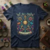 We All Grow At Different Rates t-shirt with a sun and floral illustration. Inspirational quote design