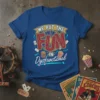 WE PUT THE FUN IN Dysfunctional quote t-shirt with circus theme graphics like playing cards and popcorn