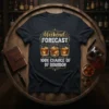 Weekend Forecast 100% Chance of Bourbon graphic tee with three glasses of whiskey and ice
