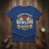 Weekend Forecast Bowling with a Chance of Drinking T-Shirt featuring bowling pins, ball, beer mugs, and hops graphic